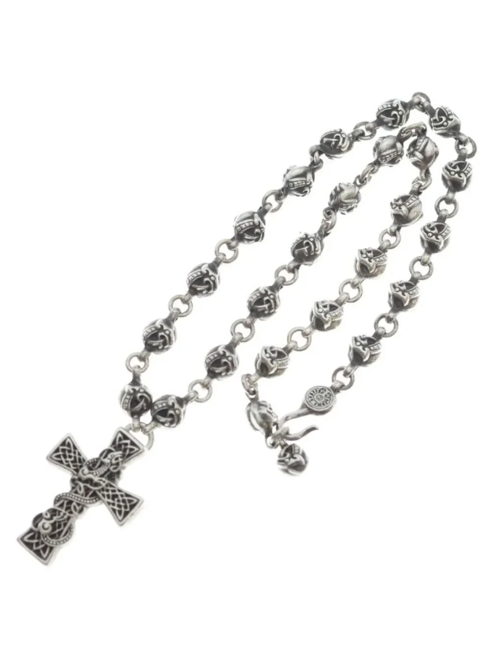 Chrome Hearts Celtic Crs Ball Cross Chain Necklace Silver